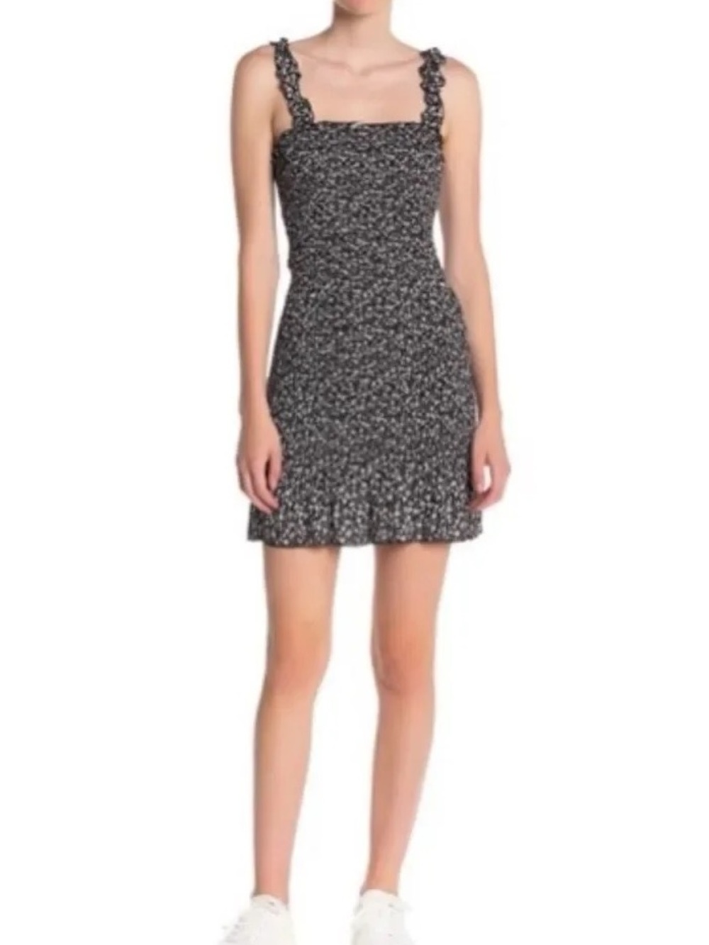 Bailey Blue Black and White Floral Smocked Mini Dress, Medium